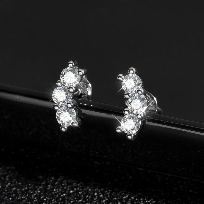 Curved Trinity Earrings
