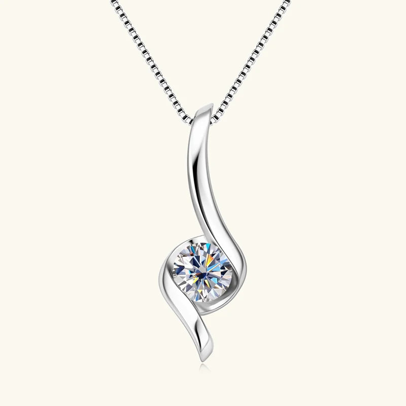 Solitaire Ribbon Pendant Necklace